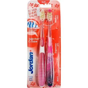 Zubní kartáček Jordan DUO Individual Clean Soft Toothbrush - mix barev 2ks