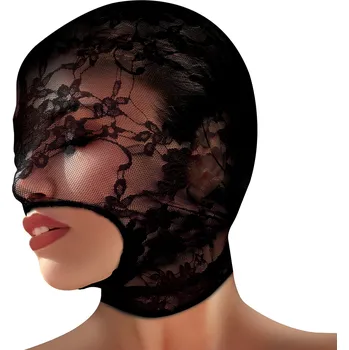 Erotická maska Master Series Lace Seduction Lace Bondage Hood Black