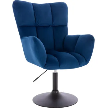 Otočné křeslo Alta velur na černém talíři - modré