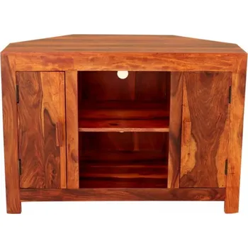 Televizní stolek Indický nábytek - TV stolek rohový Kali 100x70x50 z indického masivu palisandr Super natural