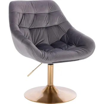 Otočné křeslo Oslo velur na zlatém talíři - tmavě šedé