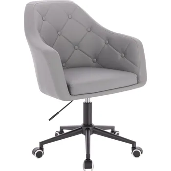 Křeslo Otočné křeslo ekokůže Hamar na černé podstavě s kolečky - šedé