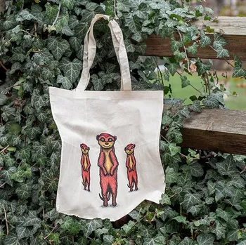 Nákupní taška Bavlněná taška, potištěna originální kresbou od Alči, Surikaty