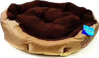 Pelíšek pro psa Oválný pelíšek pro psy z umělé kožešiny 45 x 40 cm hnědý/béžový