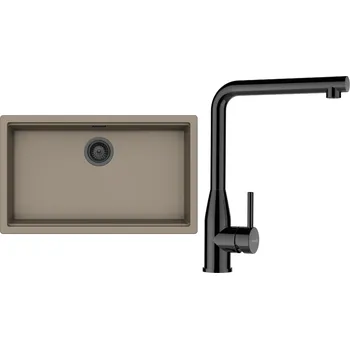 Granitový dřez Set Schock S29-15 (dřez Kiruna N-100XL Twilight + baterie Keto Gunmetal + komponenty Gunmetal)