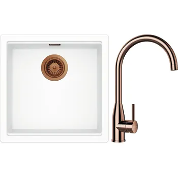 Granitový dřez Set Schock S27-4 (dřez Kiruna N-100 Day + baterie Kavus Měď + komponenty Měď)