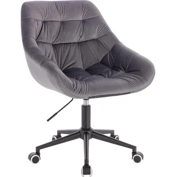 Otočné křeslo Oslo velur na černé podstavě s kolečky - tmavě šedé