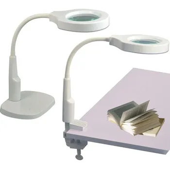 Lupa STOLNÍ BIFOKÁLNÍ LUPA 3D+8D S OSVĚTLENÍM 24x LED | PODSTAVEC I SVORKA | BARVA BÍLÁ