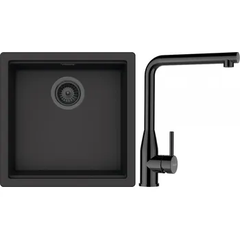 Granitový dřez Set Schock S27-15 (dřez Kiruna N-100 Dusk + baterie Keto Gunmetal + komponenty Gunmetal)