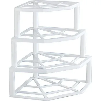 Drátěná police Wenko Rohová police na talíře 4 patra plast