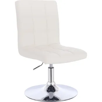 Otočné křeslo ekokůže Vestland na stříbrném talíři - bílé