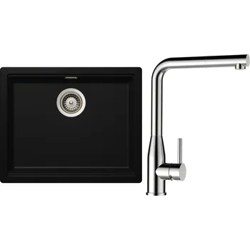 Granitový dřez Set Schock S28-17 (dřez Kiruna N-100L Night + baterie Keto.120 Masivní nerezová ocel + komponenty Nerez)