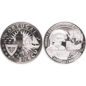 Sběratelství 2,5 ECU Henrique o navegador 1991, mince Portugalsko