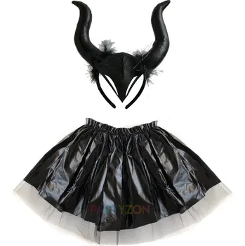 Karnevalový doplněk Černá sukně s čelenkou pro Zlobu