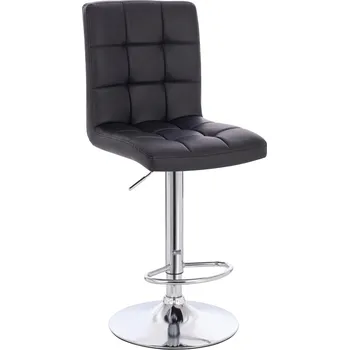 Barová židle ekokůže Vestland na stříbrném talíři - černé