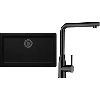 Granitový dřez Set Schock S29-15 (dřez Kiruna N-100XL Night + baterie Keto Gunmetal + komponenty Gunmetal)