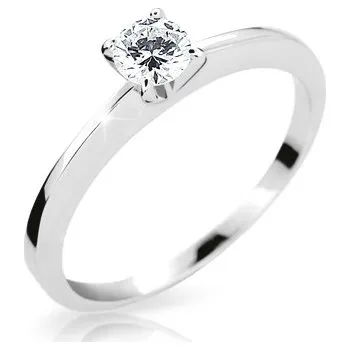 Prsten Jednoduchý zlatý zásnubní prsten DF 1232 se zirkony