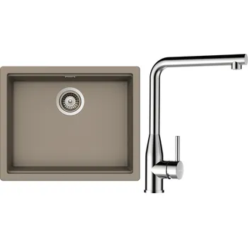 Granitový dřez Set Schock S28-12 (dřez Kiruna N-100L Twilight + baterie Keto Masivní nerezová ocel + komponenty Nerez)