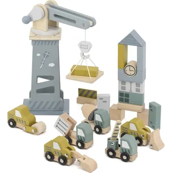 Dřevěná hračka Label Label Dřevěné kostky Staveniště