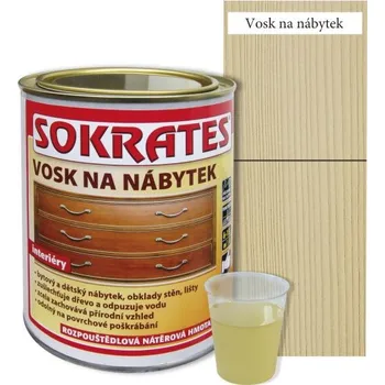 barva a nátěr na dřevo SOKRATES vosk na nábytek čirý - hedvábný lesk 0,6 l