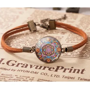 Náramek Blingstar Náramek Mandala Vintage leather čakry