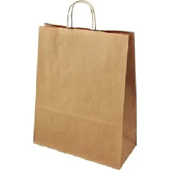Papírová taška 320x120x410 mm cena za: 100 ks v kartonu, Barva: Hnědá rýhovaná