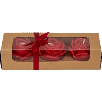 Svíčka Svíčka červené růže 3ks