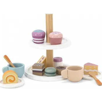 nádobí do dětské kuchyňky Viga Dřevěný čajový set