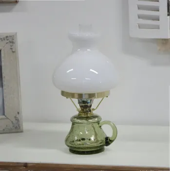 Petrolejová lampa Petrolejová lampa práskané sklo s bílým cylindrem 34cm