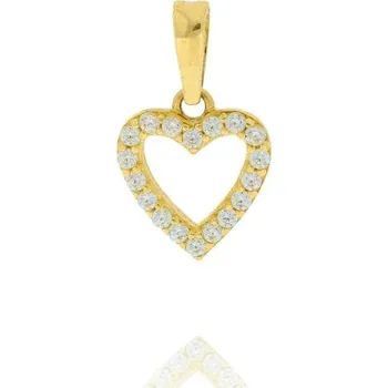 Přívěsek Srdce ze zlata zdobené zirkony