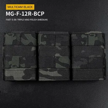 Airsoft Wosport FAST type Triple MOLLE sumka na 5.56 zásobníky M4/M16, střední - MC Black