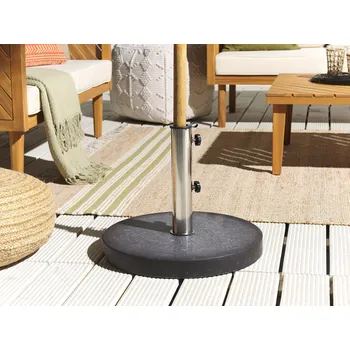 Stínicí technika Podstavec základna na slunečník Černá žula Nerezová ocel 45 x 45 cm 25 kg kulatý stojan na slunečníky Beliani