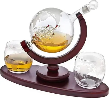 Globus karafa se stojanem + sklenic na whisky 2 ks 