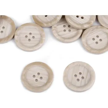 Knoflík Knoflík imitace dřeva velikost 36", 40", barva 2 (40") ecru