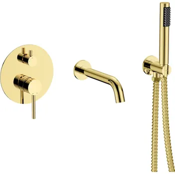 Vodovodní baterie Besco Veo podomítková vanová baterie se sprchou, gold