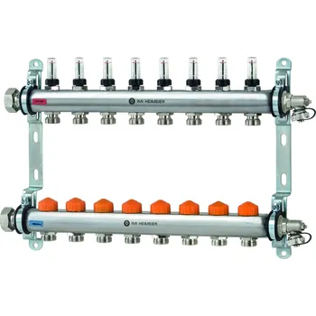 rozdělovač topení Dynacon podlah. rozdělovač 8 okruhy s aut omezovači průtoku