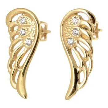 Náušnice Sříbrné pozlacené naušnice andělská křídla STNAU0853F
