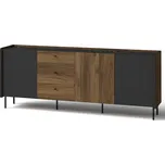 Široká komoda Prestigo - ořech warmia/san sebastian/černá