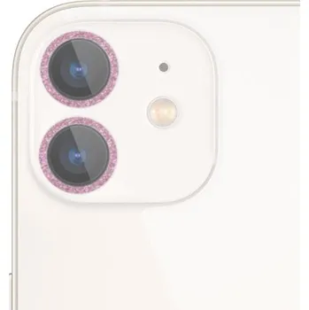 Tvrzené sklo se třpytivými rámečky k ochraně čoček fotoaparátu pro iPhone 11 - růžové