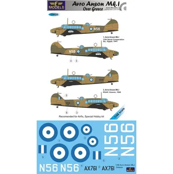 Plastikový model 1/48 Decals Avro Anson Mk.I over Greece