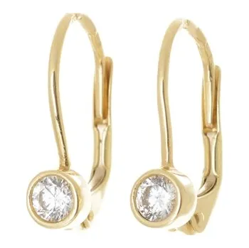 Náušnice Dámské náušnice ze žlutého zlata s čirými zirkony NA1022F + DÁREK ZDARMA