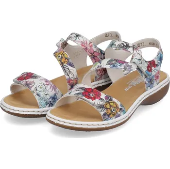 Dámské sandále Dámské kožené sandálky 659C7-92 Rieker multikolor Barva: multi, Velikost: 38