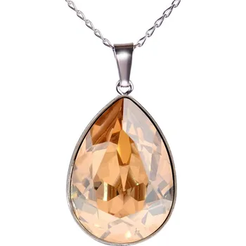 Náhrdelník Swarovski Elements Pear - Stříbrný náhrdelník (přívěsek + řetízek) zlatá slzička, kapka 39169.4 Golden Shadow (zlatá, světlá jantarová, zlatobéžová)