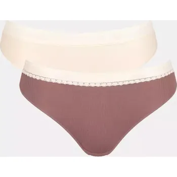 Kalhotky Dámské kalhotky GO Ribbed Tai C2P - Sloggi světlá kombinace hnědé (M003) 00XS