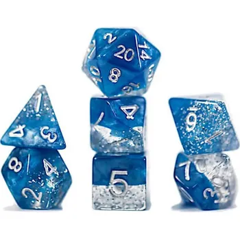 Příslušenství k deskovým hrám Sada kostek Gate Keeper Games Halfsies Dice - Glitter Blue 7-Dice Set