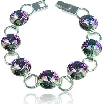 Náramek Swarovski Elements Rivoli 12mm - Rhodiovaný náramek fialový 33111.1 Vitrail Light (růžová, fialová, tyrkysová, duhová)