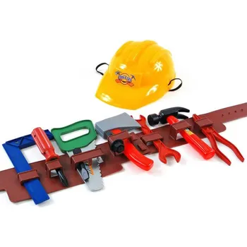 Dětská dílna Nářadí dětské plastové na opasku set s ochrannou helmou
