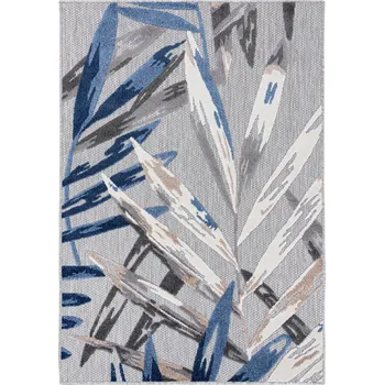 Koberec Moderní koberec Aventura - listy 2 - šedý/modrý Rozměr koberce: 80x200 cm