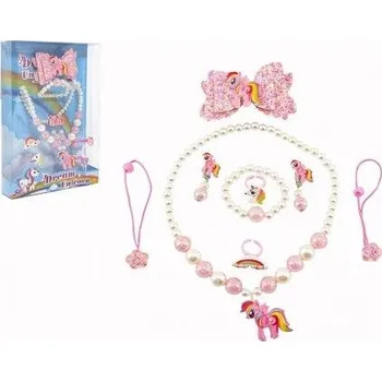 Náhrdelník Sada krásy Jednorožec náušnice, náhrdelník, sponky