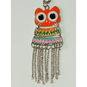 Náhrdelník Náhrdelník kovový sova barevná s řetízky